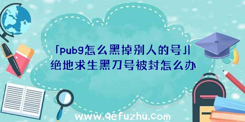 「pubg怎么黑掉别人的号」|绝地求生黑刀号被封怎么办